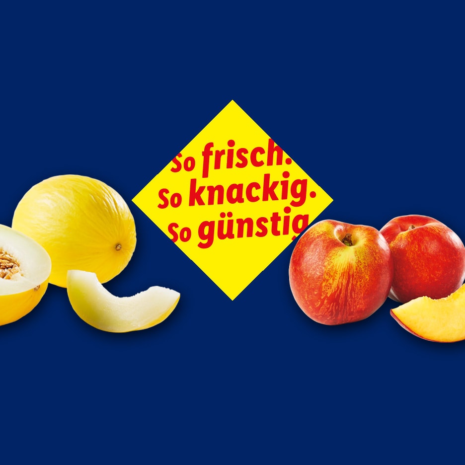 Frische, knackige Melonen und Pfirsiche zu günstigen Preisen.