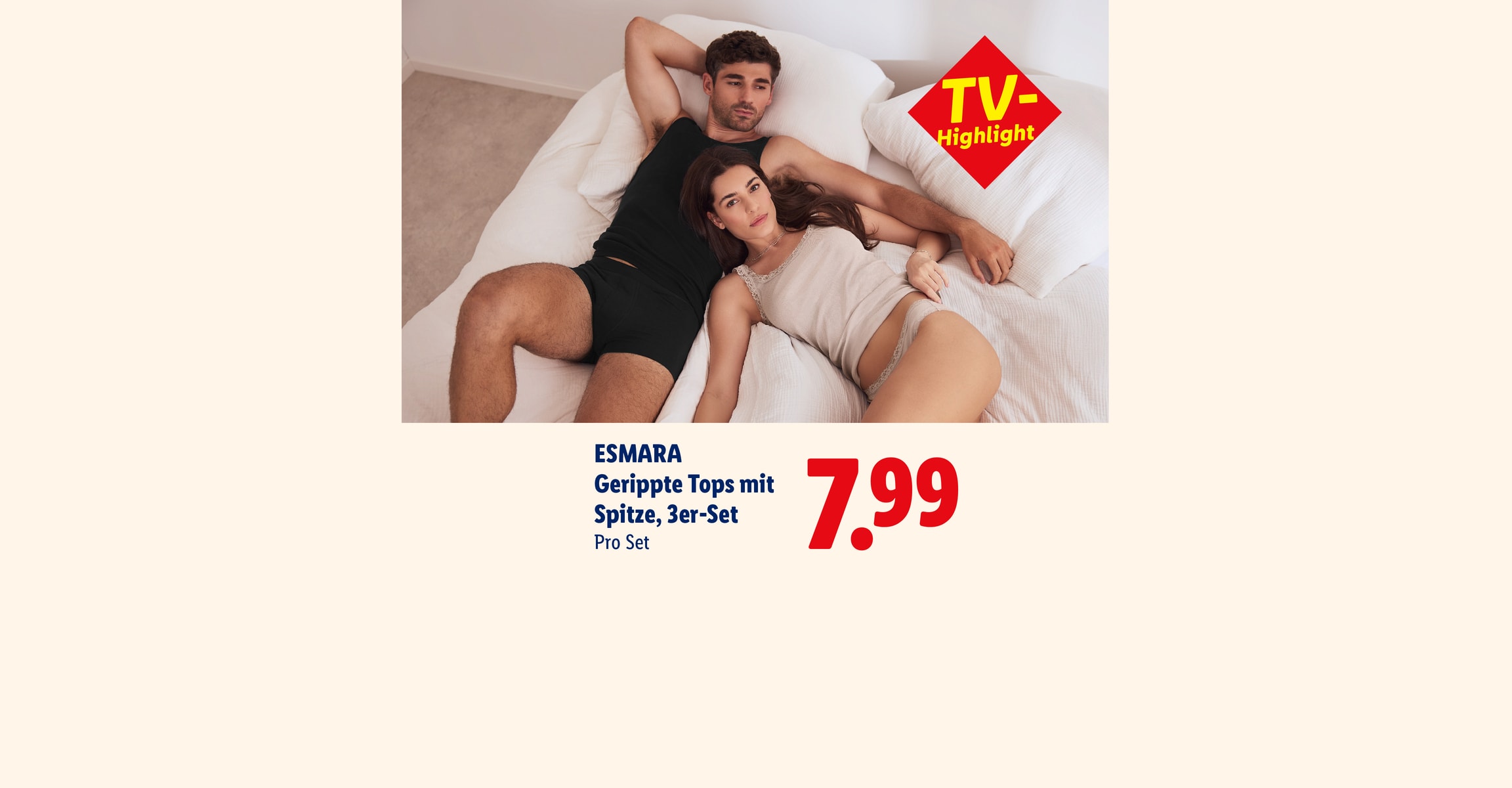 ESMARA Gerippte Tops mit Spitze, 3er-Set Pro Set CHF 7.99