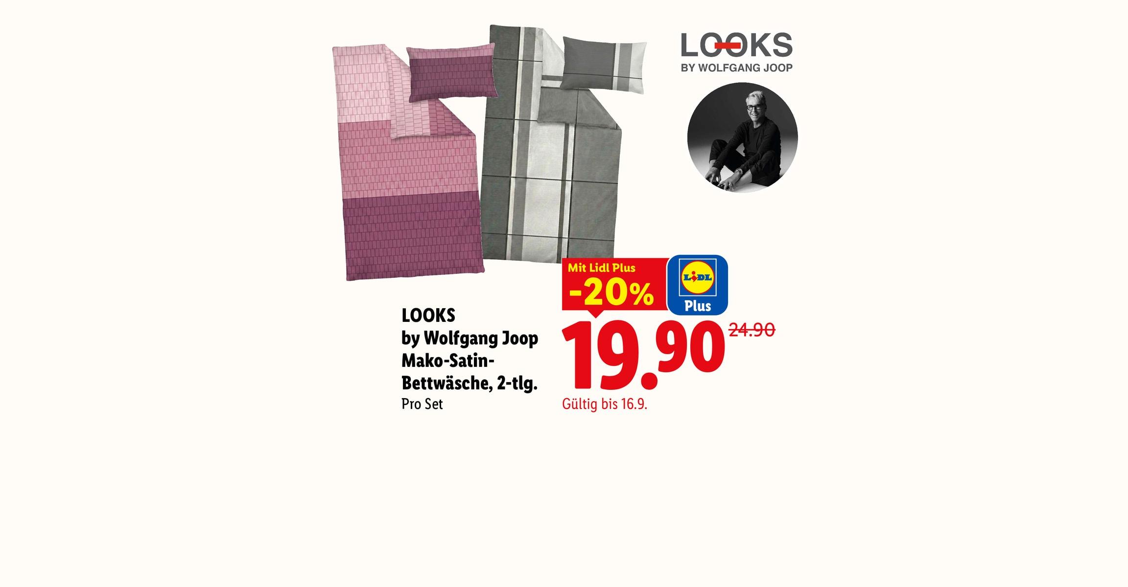 LOOKS by Wolfgang Joop Mako-Satin-Bettwäsche, 2-tlg. Pro Set mit Lidl Plus -20% CHF 19.90