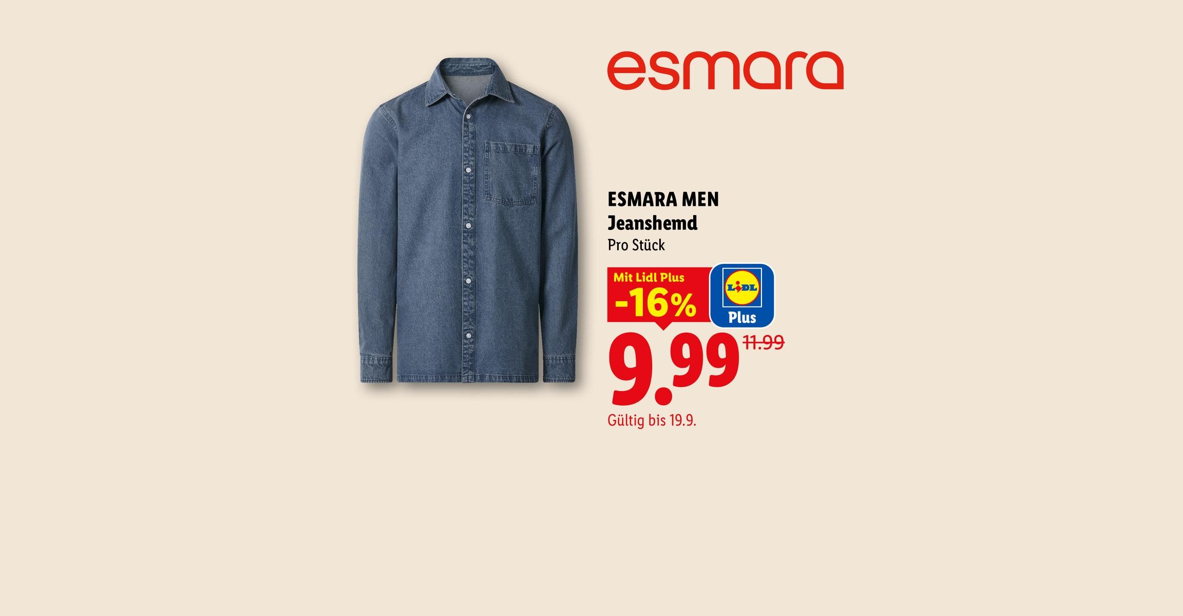 ESMARA MEN Jeanshemd Pro Stück mit Lidl Plus -16% CHF 9.99