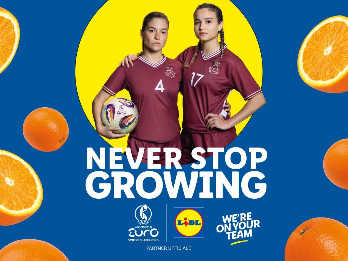 Due giocatrici di calcio, Lidl e l'Europeo femminile 2025: 'Non smettere mai di crescere'.
